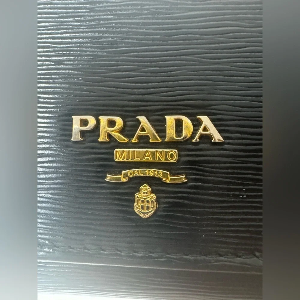 Prada Saffiano Lux Leather Continental Wallet with Gold Hardware